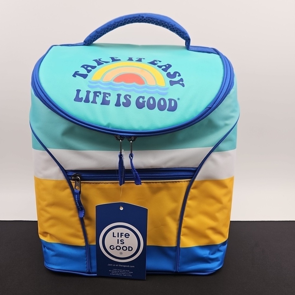 Life Is Good Insulated Cooler Backpack Brand New Multi Color "Take It Easy"